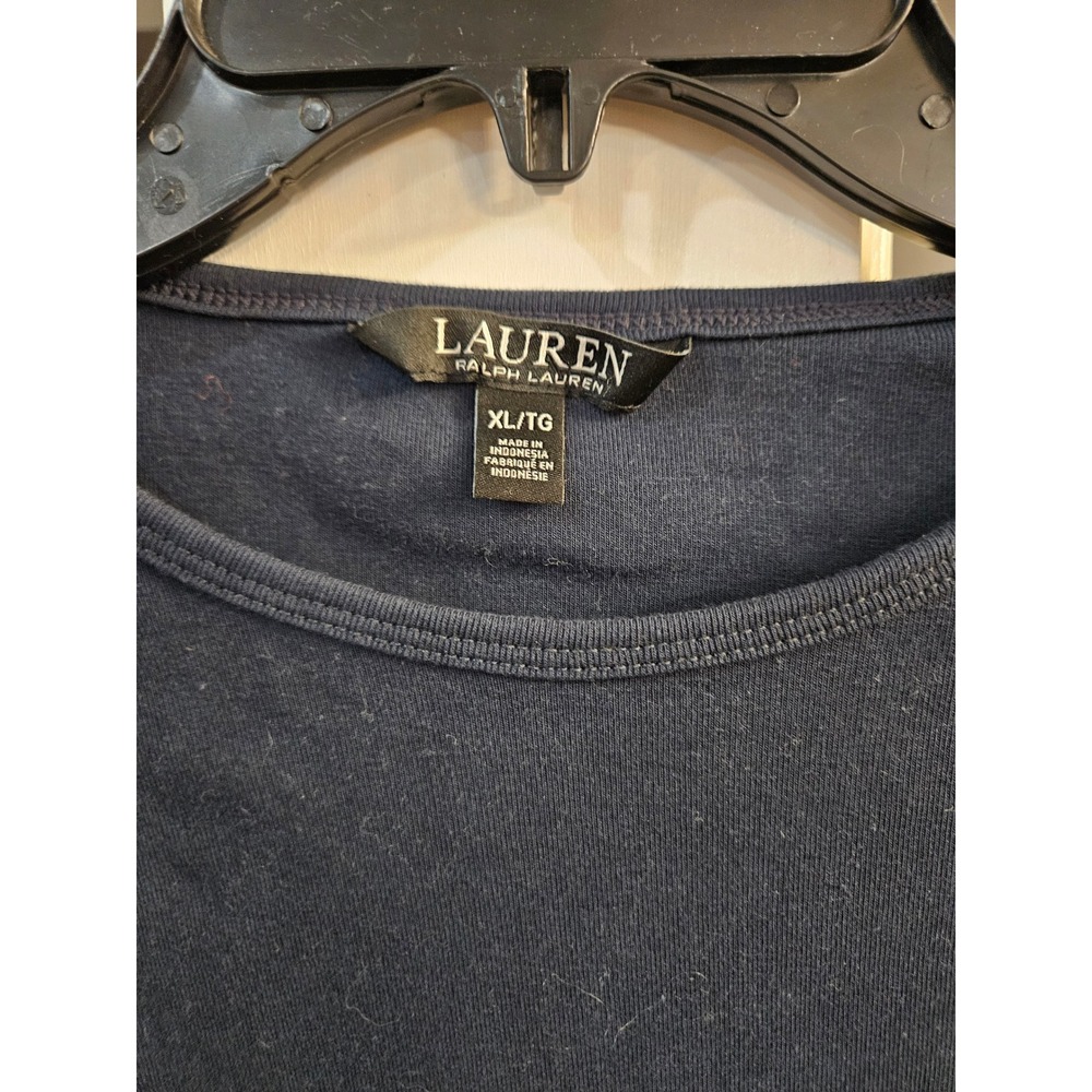 Lauren Ralph Lauren Womens XL Navy Blue Long Sleeve Crew Neck Tee Shirt Top